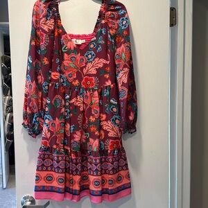 Fall Floral print long sleeve dress dress